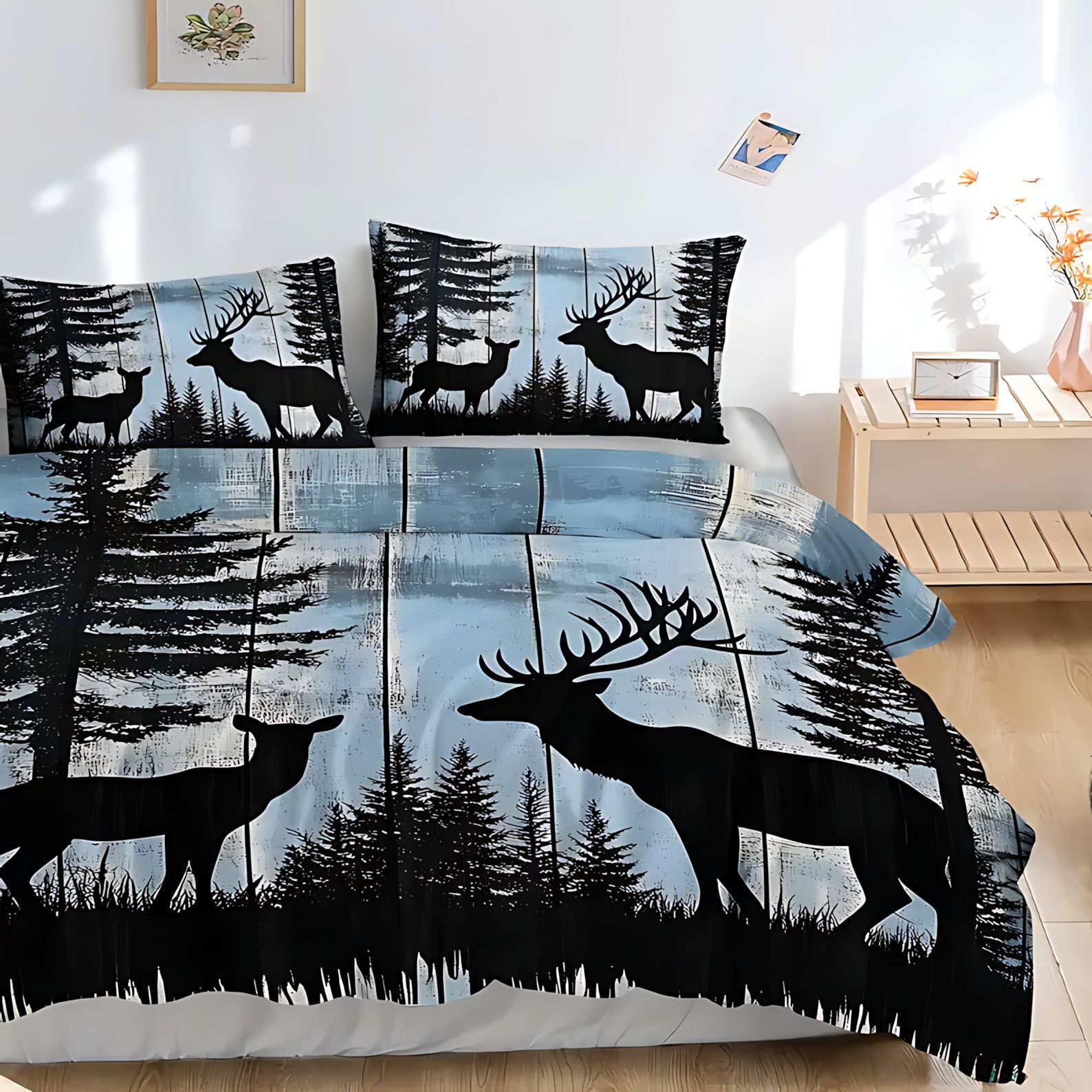 TEMU / JIT transfronterizo colchón colchón kit de ropa de cama impresa digital de ciervo fuente de fabricación puede ser fijado