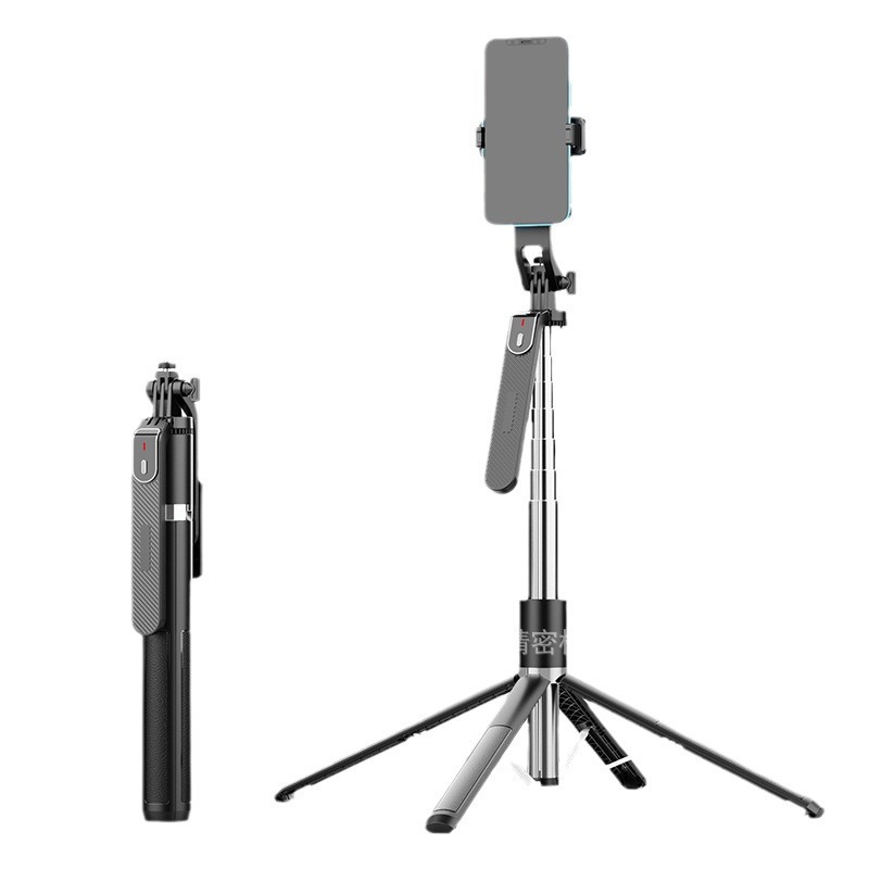 P180ステンレス製Bluetooth自撮り棒四脚P185ライブ配信スタンドショートビデオ撮影用補助光スタビライザー