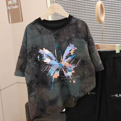 Boys' Summer Short-Sleeve T-Shirt 2025 Children's Summer Tie-Dye Short-Sleeve Top Baby Trendy Middle and Small Children Fashion 6