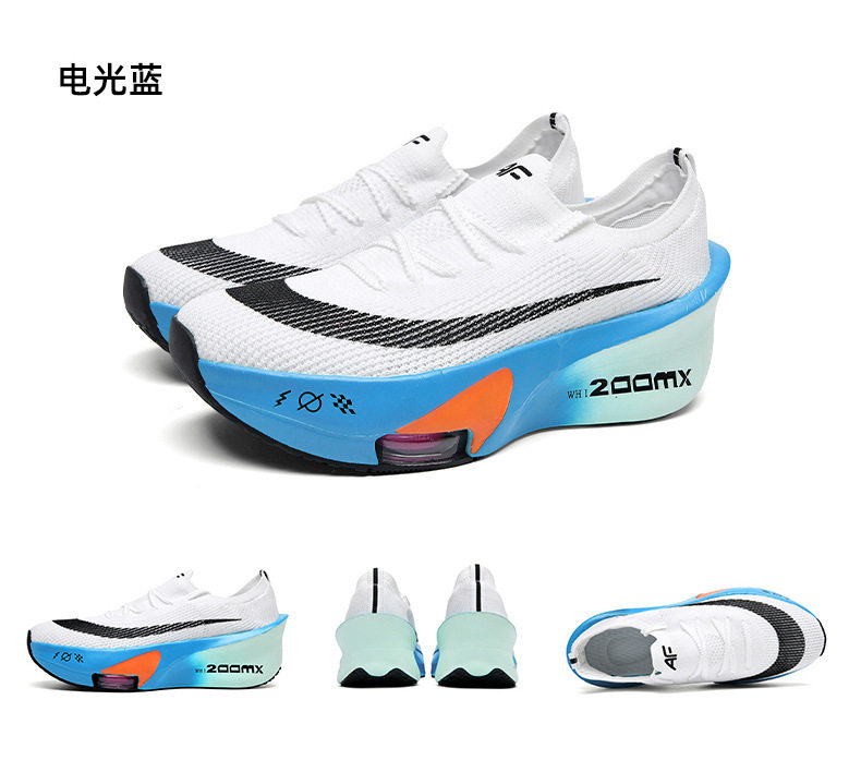 Giày chạy bộ marathon thoáng khí đế cao su, gót vừa 3–5 cm, cổ thấp — Tử Điện, Xanh dạ quang lót lông, Xanh huỳnh quang, Xanh lá phun mực chi tiết 27