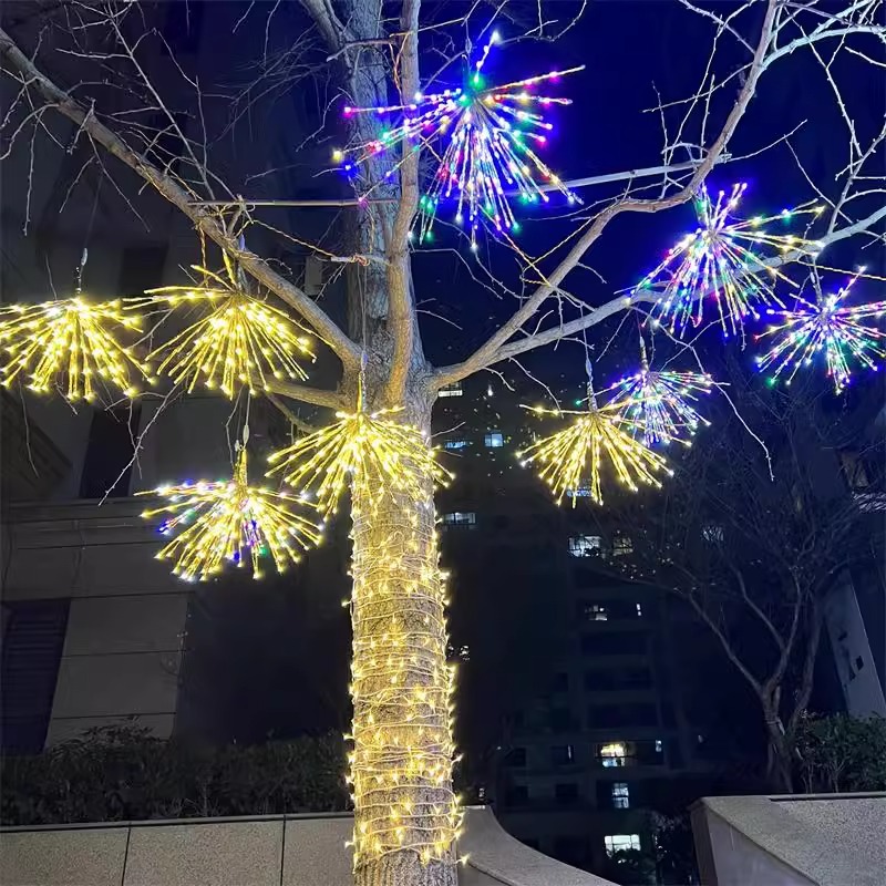 lámpara de fuegos artificiales LED al aire libre impermeable lámpara de modelado festivales llenos de estrellas iluminación de la calle colgando árboles lámparas de color