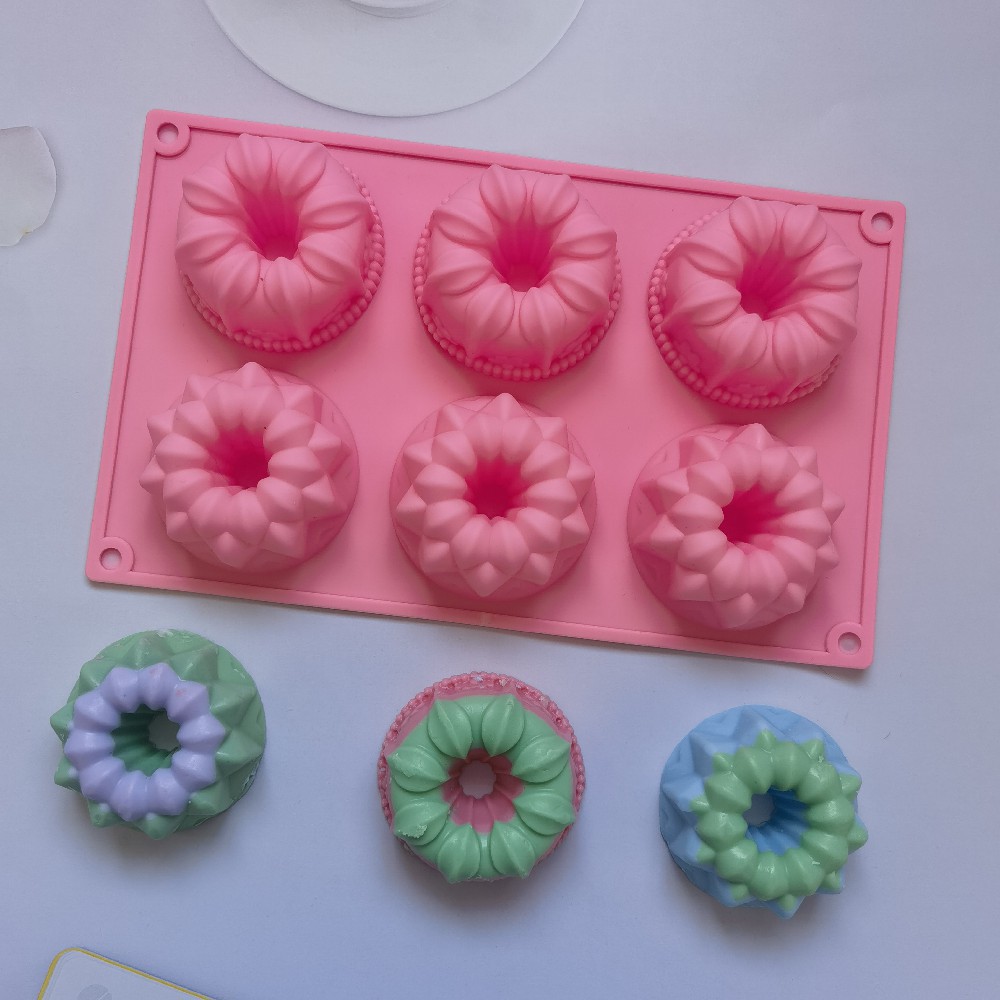 6 Lian Savarin Crown 202 molde de silicona pastel helado pudín molde de postre jabón utensilios