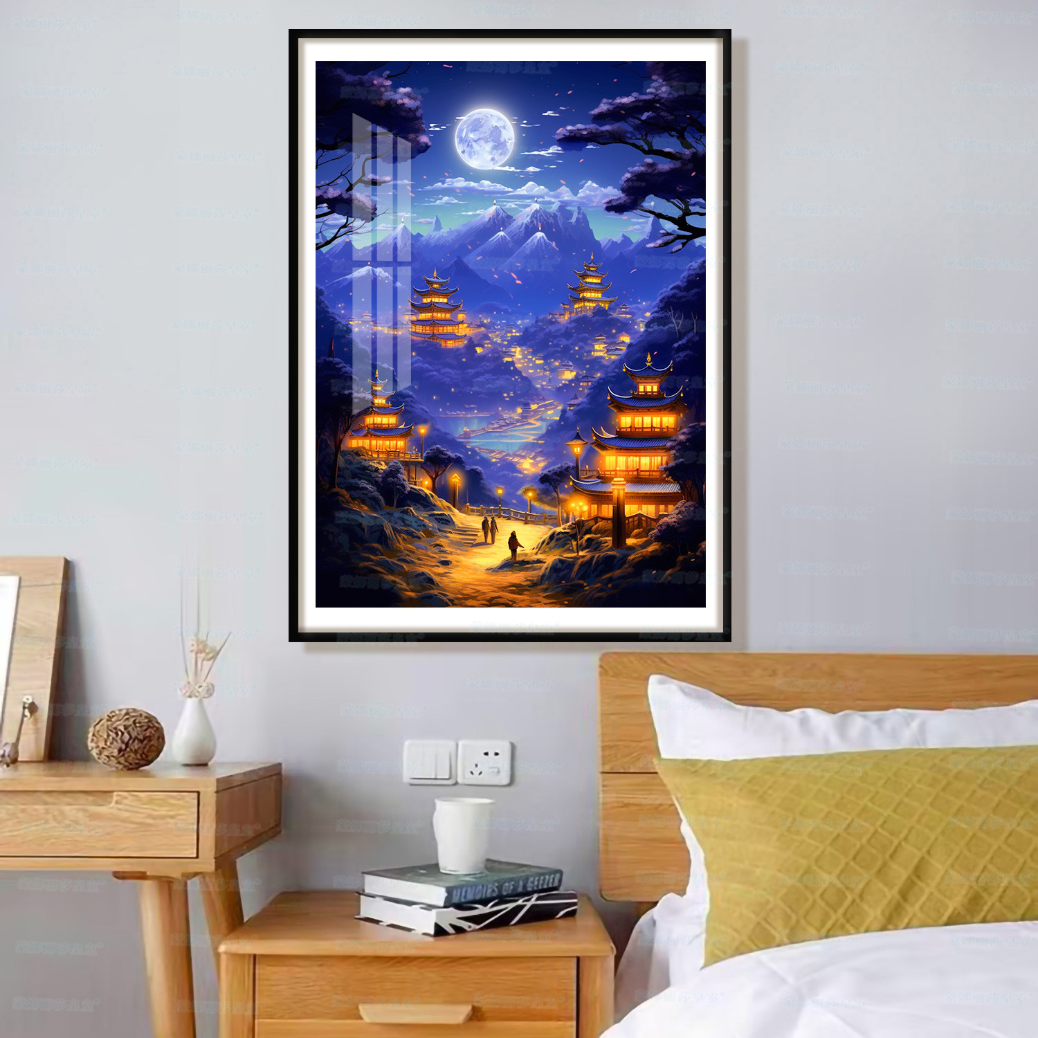 Mona Lisa real noche de bordado cruzado Chang 'an 2024 nuevo estilo antiguo paisaje paisaje paisaje decoración de la sala de estar