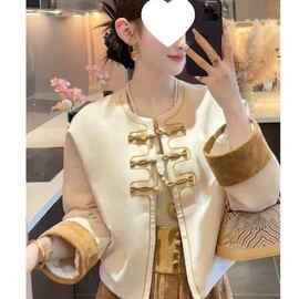 2026秋季网红新款新中式两件套女国风重工盘扣撞色显瘦外套阔腿裤