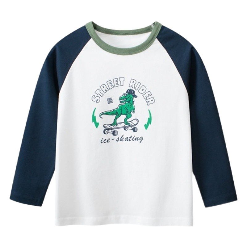 27 niños otoño transfronteriza ropa para niños al por mayor camisa de fondo dinosaurio Camiseta de manga larga ropa de bebé entrega de una sola pieza