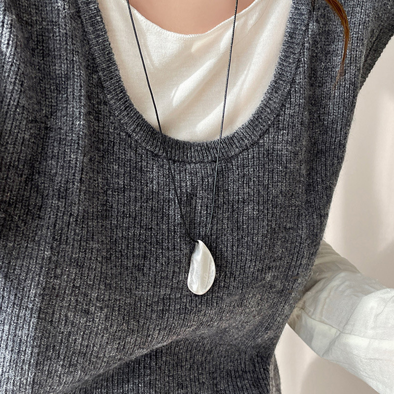 ファッションシンプルins森系レトロ古い不规则なつや消しペンダントネックレス女性高级感ロング丈セーターチェーン|undefined