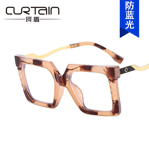 European and American retro square anti-blue light glasses frame trend  new optical mirror flat mirror female personalized glasses frame