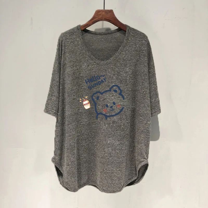 ファットmm 150kg ゆったり大きいサイズ ミドル丈 UVカラー 半袖 Tシャツ レディース 夏新作 韓国版 痩身お腹カバートップ|undefined