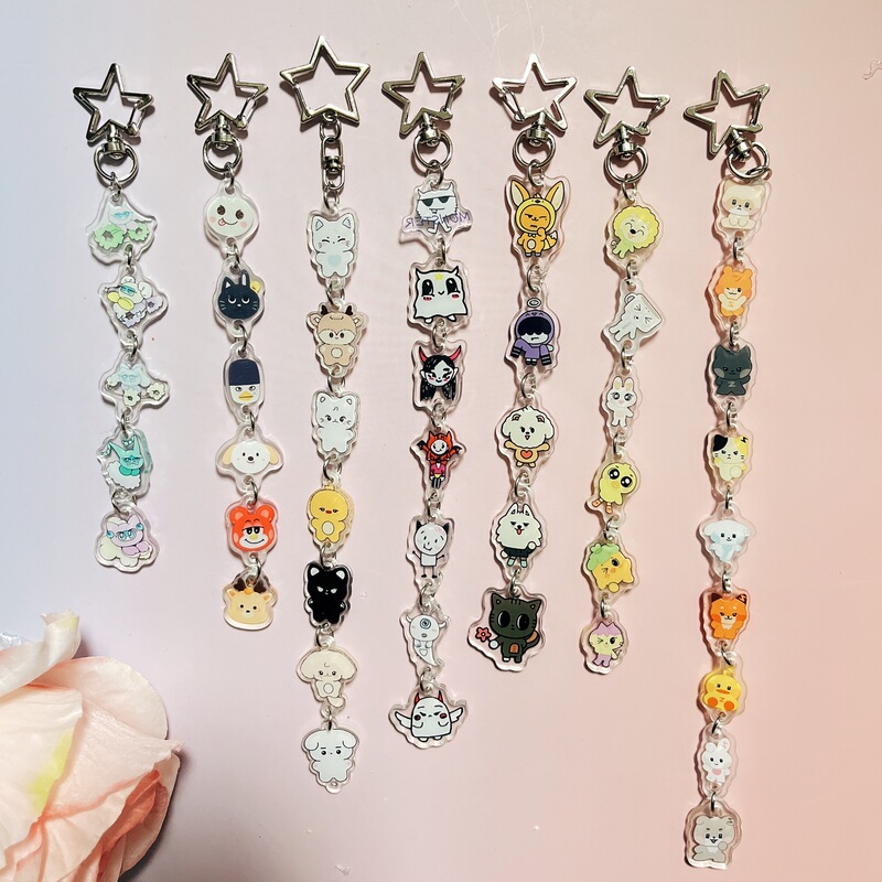 Korean Rizze Newjeans Zb1 Celebrity Merchandise Acrylic Double-Sided Cartoon Cute Keychain Set
