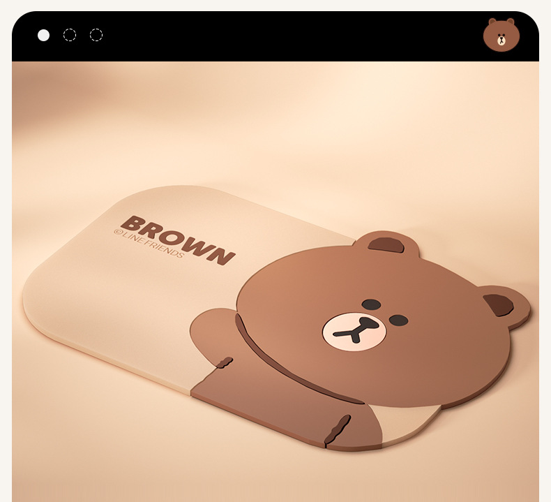 Brown Bear Car Anti-Slip Mat Cartoon Mat Car Interior Decoration Creative Dashboard Phone Holder Waterproof