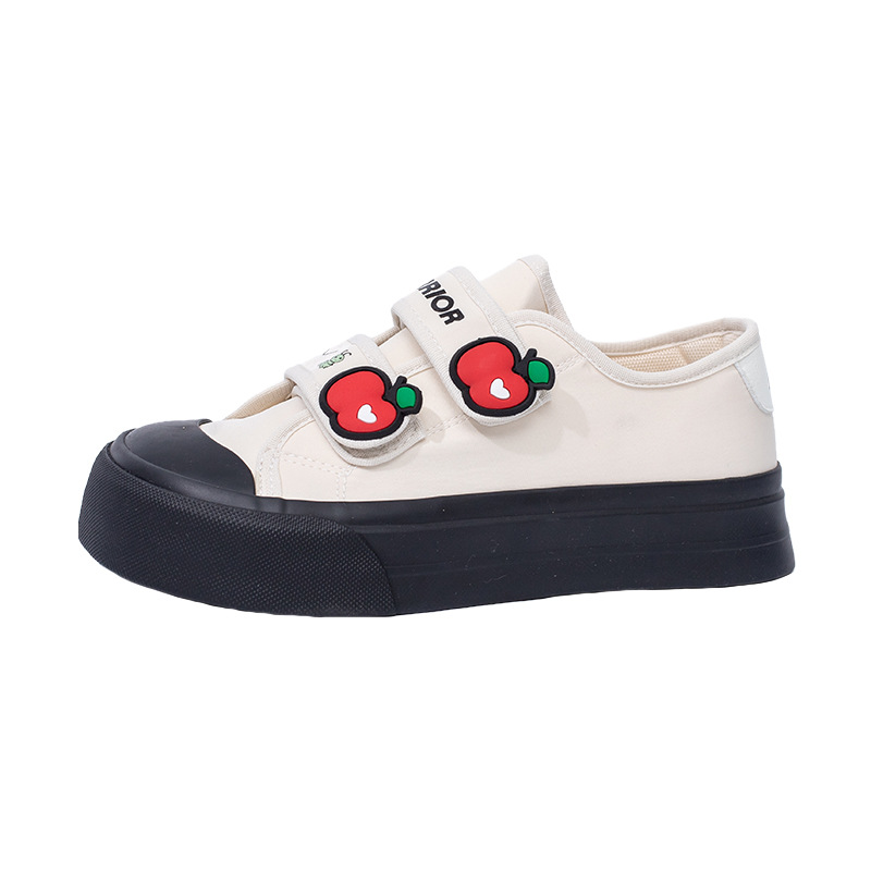 Zapatos de plataforma de velcro de retroceso, vitalidad juvenil, zapatos cómodos para estudiantes, pies lindos, pequeños zapatos de punta grande en polvo de fresa, mujeres