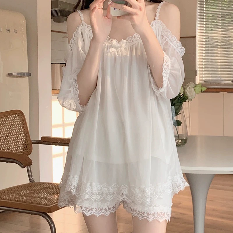 Pijama, set, thin summer breast pads, open shoulders
