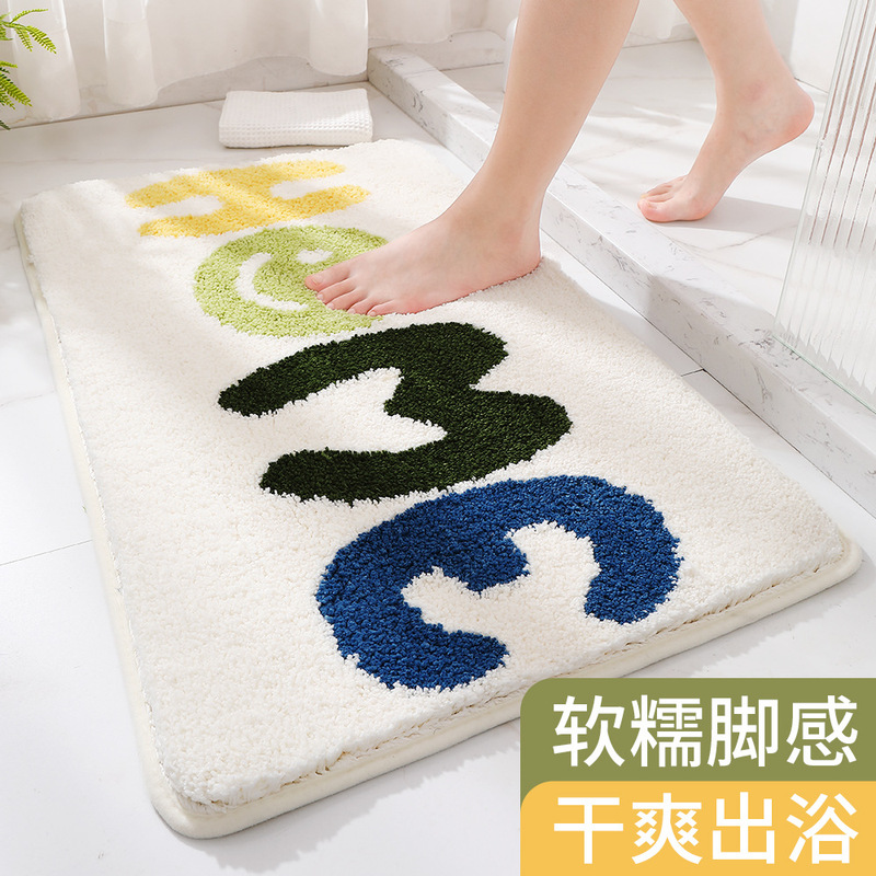 Dajiang Simple Cross-border Bathroom Mat Strong Absorbent Flocking Toilet Door Anti-slip Mat Carpet Quick-drying Foot Mat