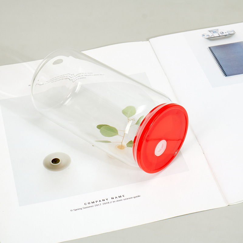 Cross-border Mason Cup sublimación de una sola capa gruesa transparente borosilicato cubierta de color de vidrio taza de agua cubierta de bambú paja al aire libre