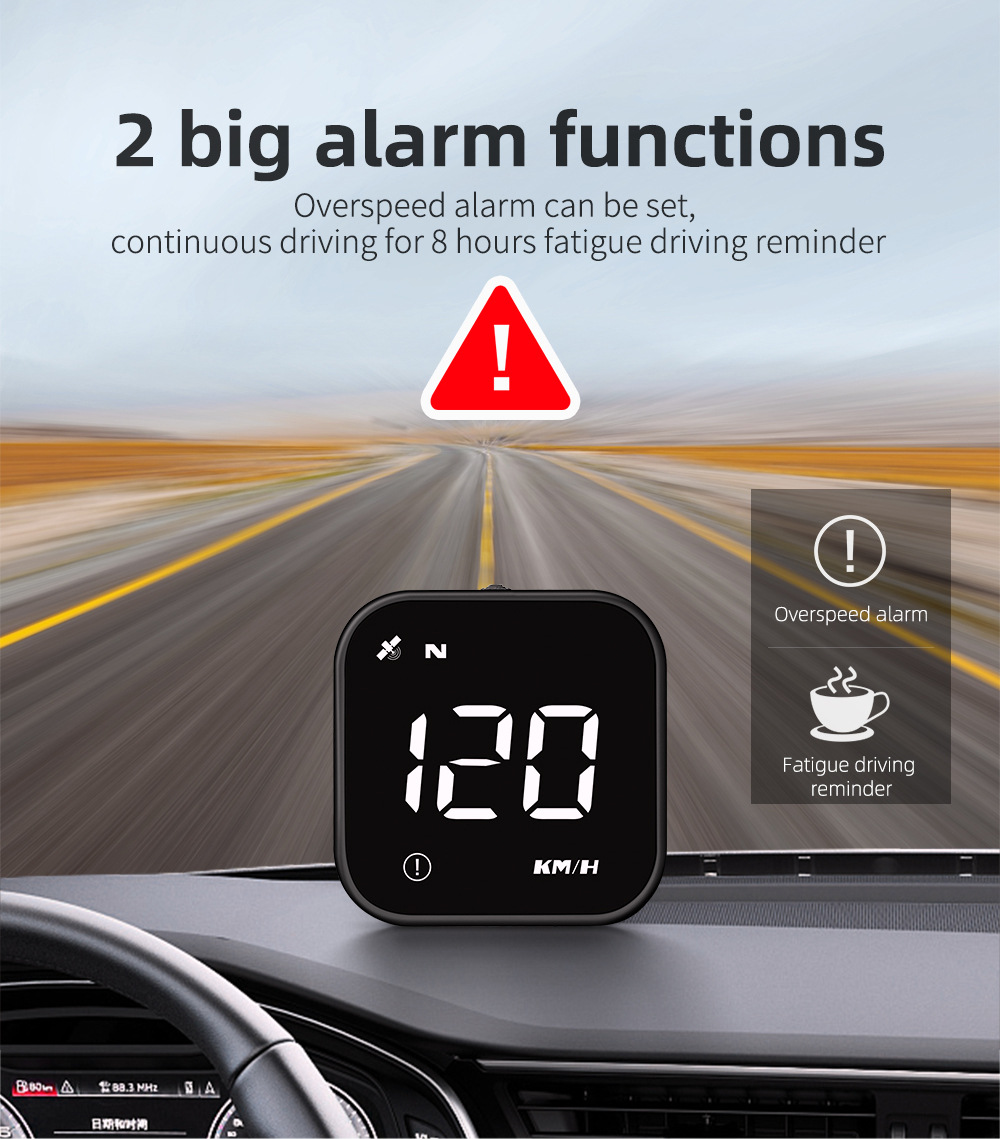 Cross-border car HUD head-up display, universal for cars, GPS speed and mileage display, high-definition compass, over-speed alarm