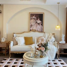 法式实木沙发三人位小户型客厅欧式轻奢影楼设计师组合家具复古