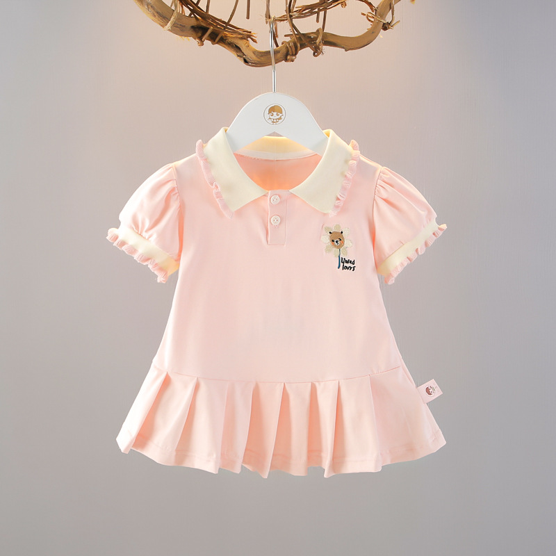 New Children's Polo Skirt College Style Princess Skirt Girl's Short-sleeved dress Summer Dress Baby Girl's Trendy Skirt