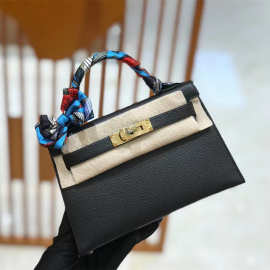 手工蜡线迷你 二代凯莉包mini单肩斜挎手提包手掌纹epsom牛皮女包