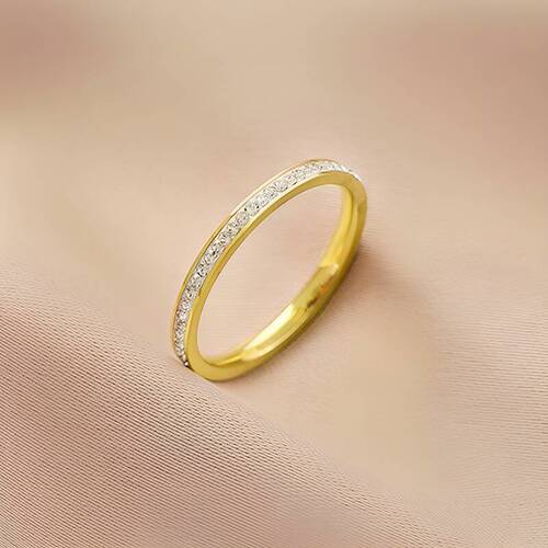 Korean-style refined single-row diamond titanium steel ring for women, INS high-end versatile full-diamond ring, versatile simple jewelry