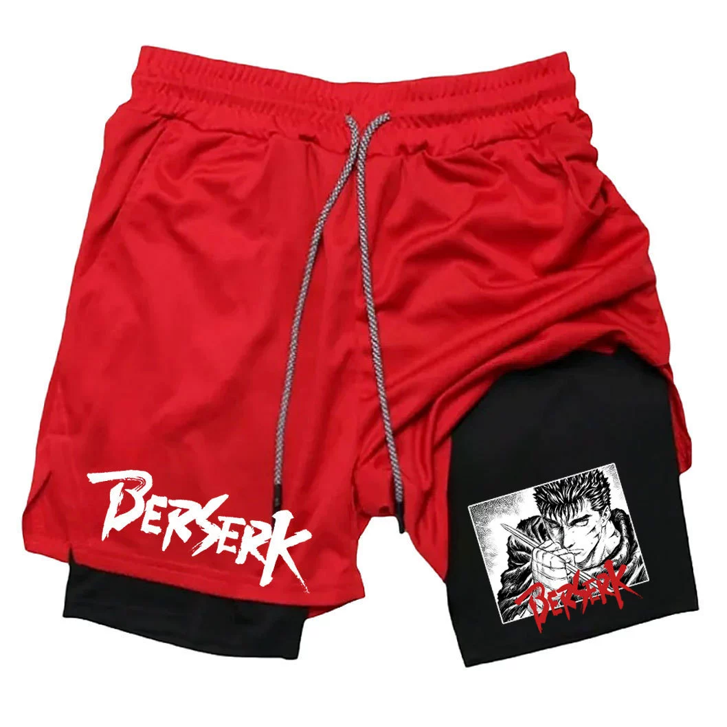 Японский аниме Berserk Лезвие легенда принт мужские спортивные шорты фитнес двойной слой пятисантиметровые