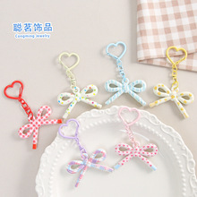 多巴胺彩色花纹蝴蝶结甜美可爱钥匙扣包包饰品装饰挂件小礼物配饰