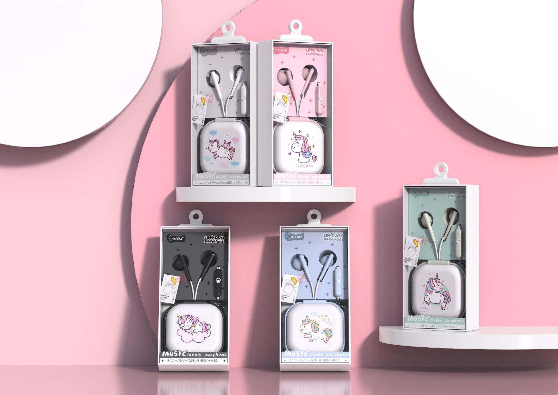 Cute Unicorn Wired Earphone with Mic