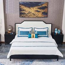 现代新中式实木床客房名宿酒店会所1.8米双人禅意中国风家具