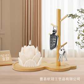 木质葫芦托盘树杈置物架钥匙架桌面工艺品摆件客厅家居装饰置物架
