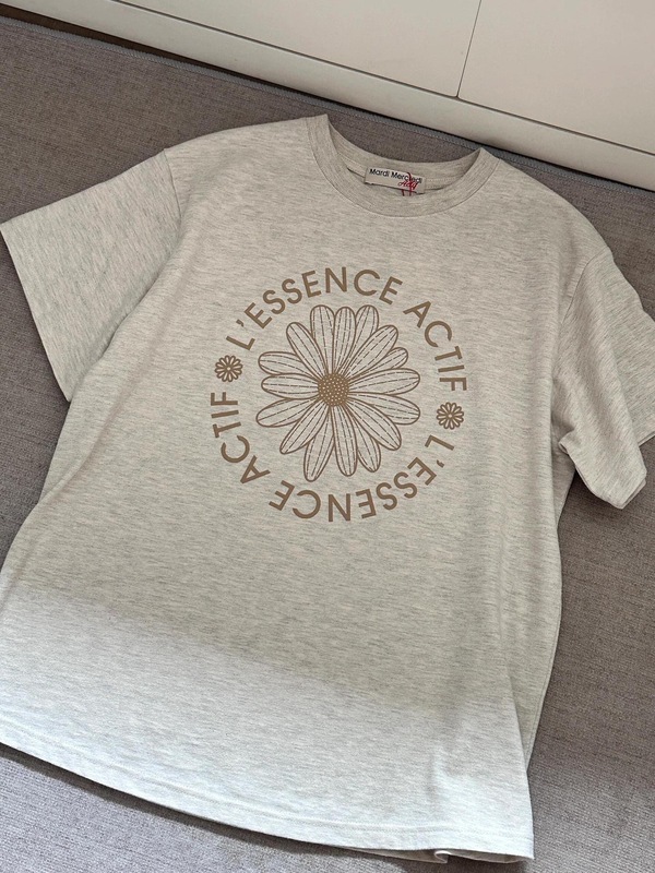 韓国マルディトレンディな半袖フラワープリントゴールドハイシルバー夏ラウンドネック純綿ルーズTシャツトップトレンディ|undefined