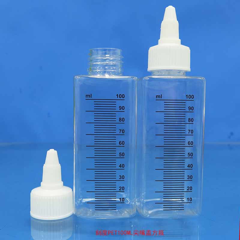 刻度PET100ML尖嘴盖方瓶4