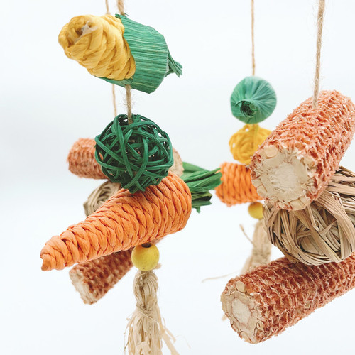 Parrot toy hamster chewing toy rabbit molar string small pet toy bird toy wooden rattan chewing toy