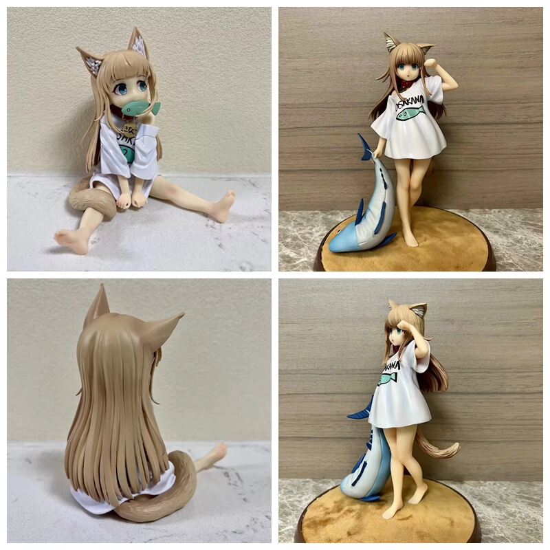Wolf anime my cat is a cute girl soybean powder sitting posture standing Q version ornaments boxed hand