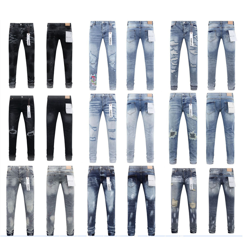 Cross-Border Exclusive Supply of Purple Brands Trendy High-Street Men's Casual Ripped Slim-Fit Jeans Cross-Border Exclusive Supply of Purple Brands Trendy High-Street Men's Casual Ripped Slim-Fit Jeans