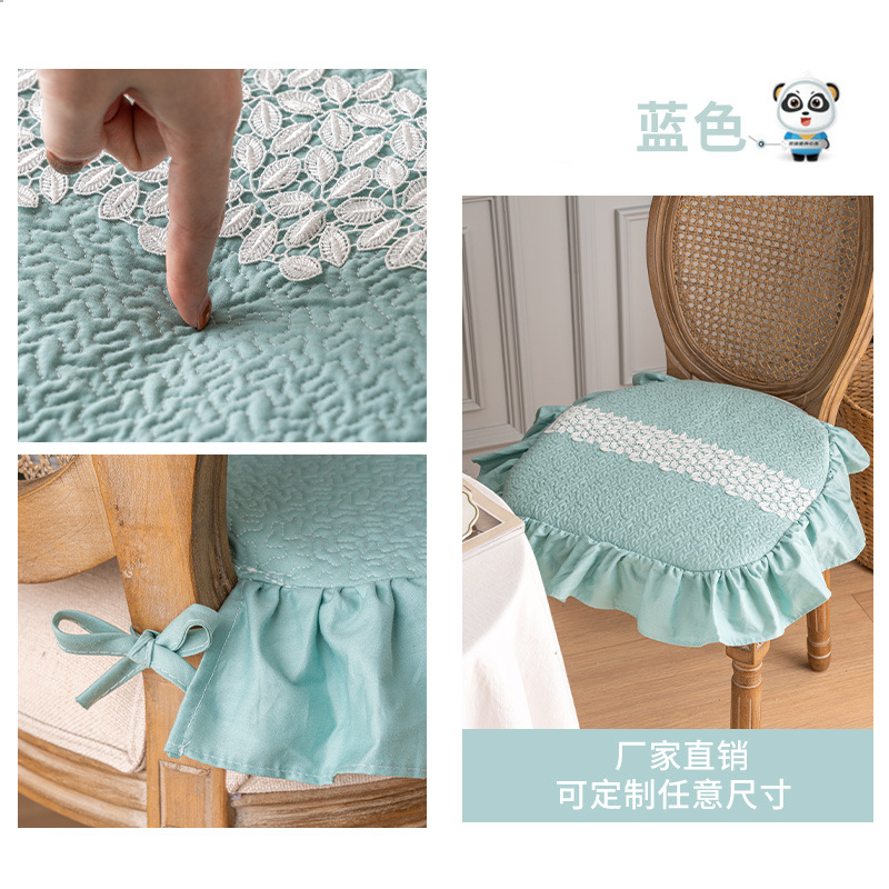 Factory Direct Four Seasons Universal Korean Style Lace Embroidered Cotton Chair Cushion Square Sponge Cushion Machine Washable