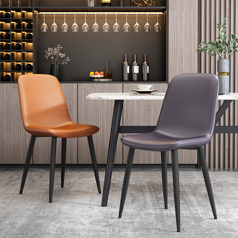 Light luxury home dining chair wrought iron dining table chair simple backrest stool negotiation chair leisure chair makeup leather chair