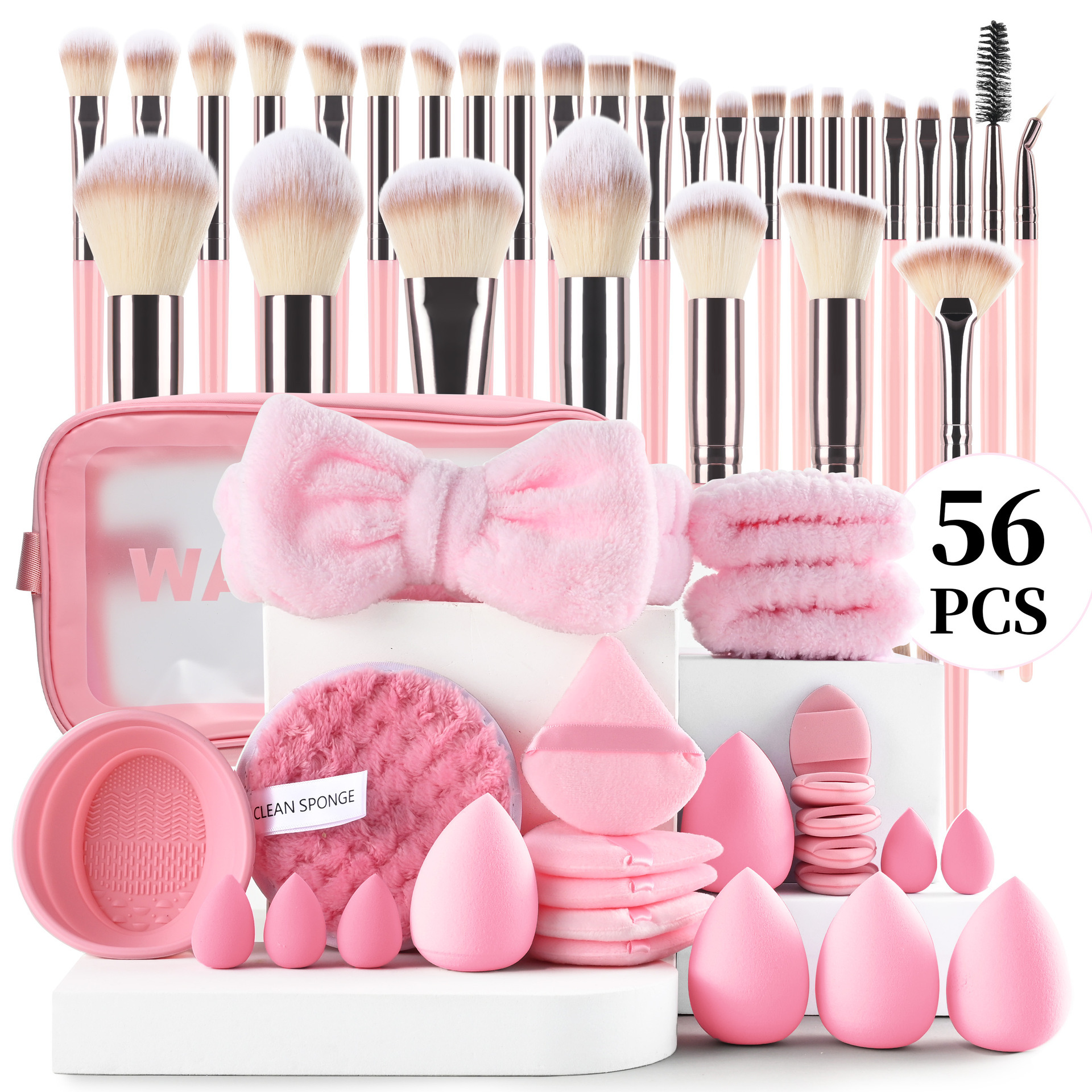 Conjunto de polvo personalizado 40pc cepillo grande combinación de lavado de cara maquillaje polvo transfronterizo conjunto completo de 46 herramientas de maquillaje de cepillo