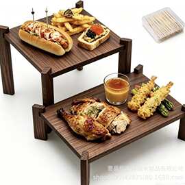 木质甜品展示托盘多功能派对水果蛋糕装饰架酒店自助餐收纳底座架