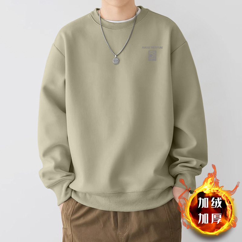 Añadir camisa de cuello redondo de vello para hombres primavera y otoño estilo americano camisa pesada nueva chaqueta de pareja de moda de gran tamaño