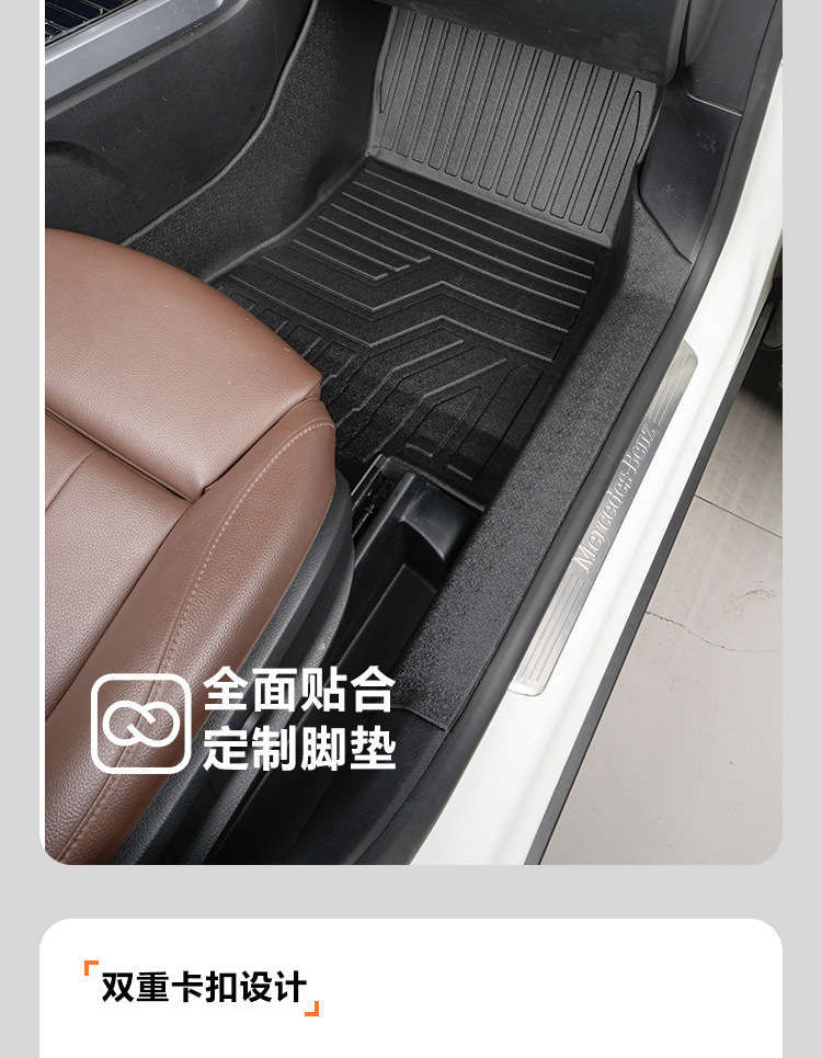 Suitable for Mercedes-Benz GLB five-seater/seven-seater, full coverage for the front two rows including door sills, 20-26 models, TPE car floor mats