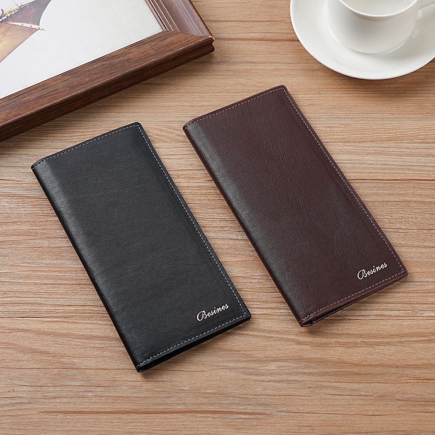 Cartera de hombre de negocios larga 2025 nueva billetera de cuero de cera de aceite retro billetera de gran capacidad transfronteriza fina al por mayor