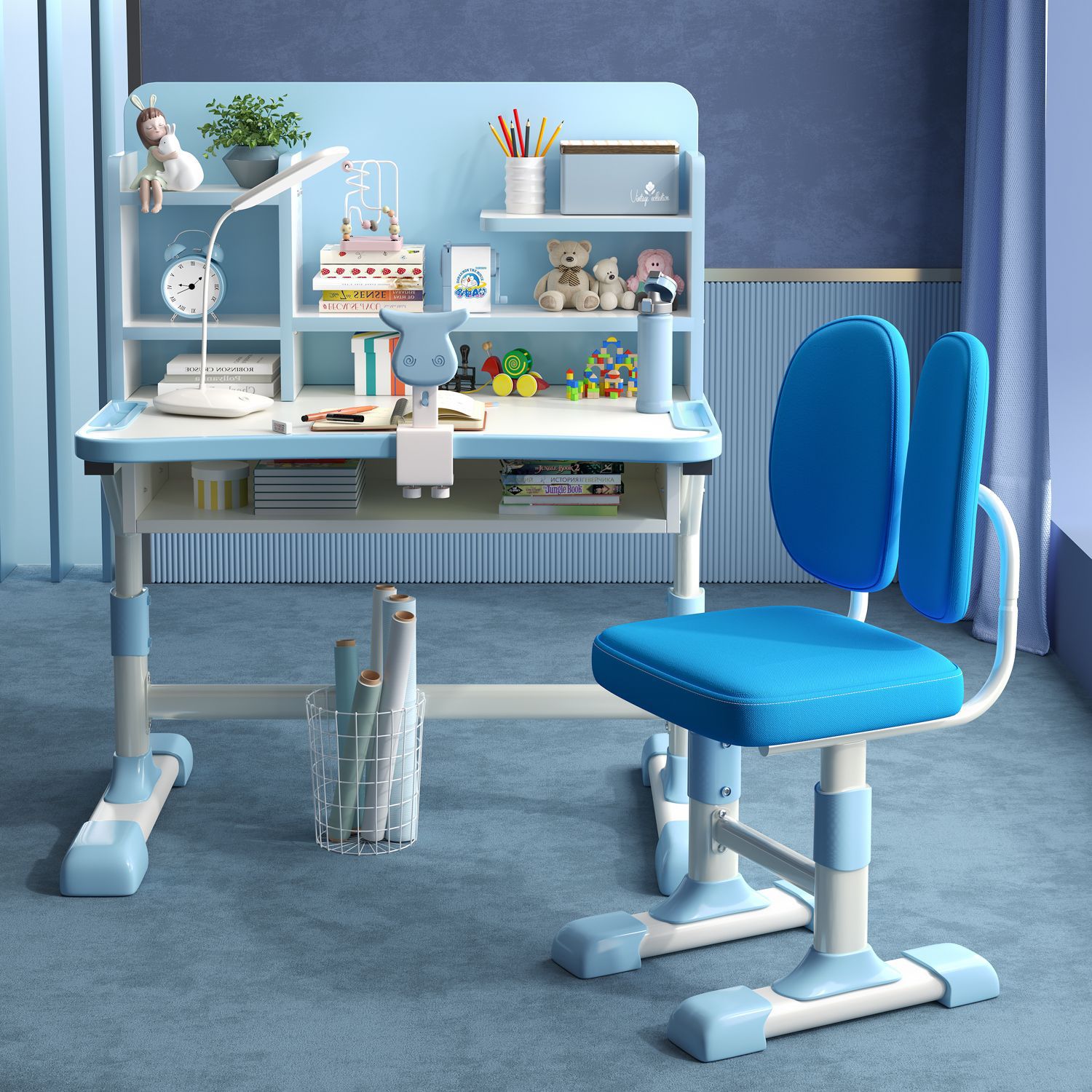 Children's desk children's study desk students writing desk chair…