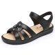 Elderly sandals women's summer flat heel soft bottom non-slip wear-resistant hollow breathable rhinestone Velcro middle-aged mom shoes