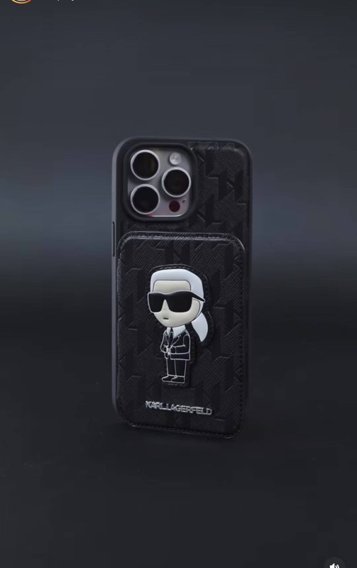 新款适用于苹果16promax Karl Lagerfeld潮牌卡套隐形支架手机壳|undefined