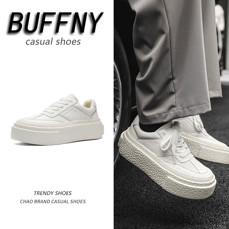 Национальный прилив повседневных видов спорта высокого уровня, маленькие белые туфли, дизайн, мужские туфли с толстой подошвы, туфли весной и осенью