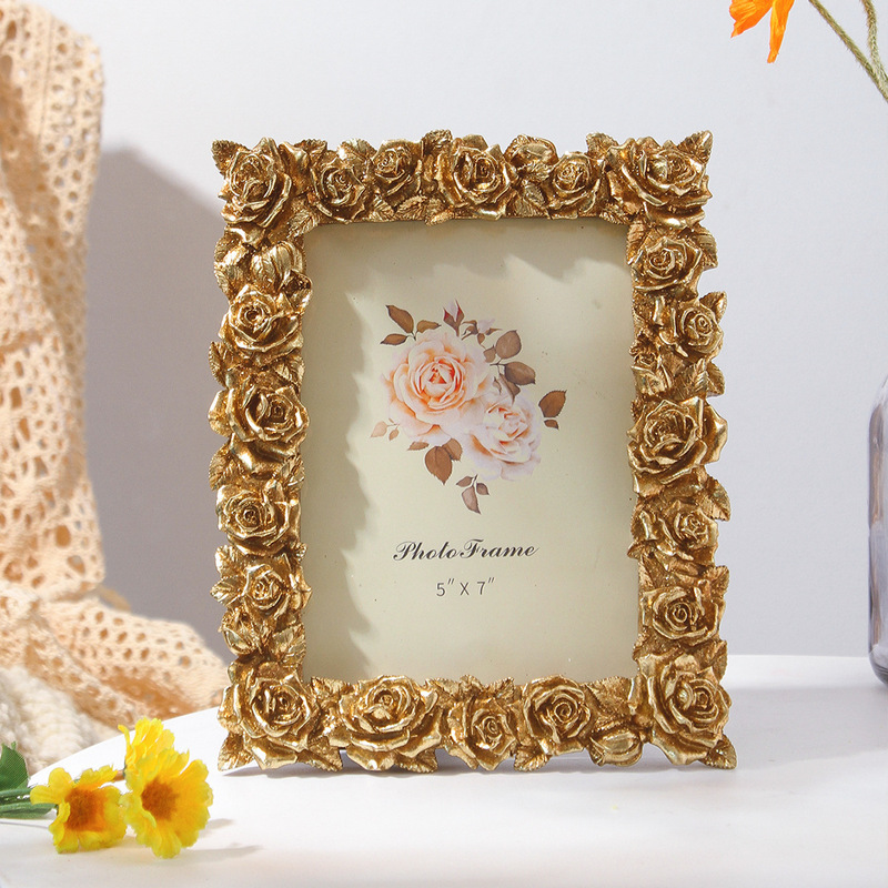 New Desktop European Style Small Ornaments Picture Frame Retro Photo Frame Table Rose Modern 5 6 7inch Picture Frame Ornaments