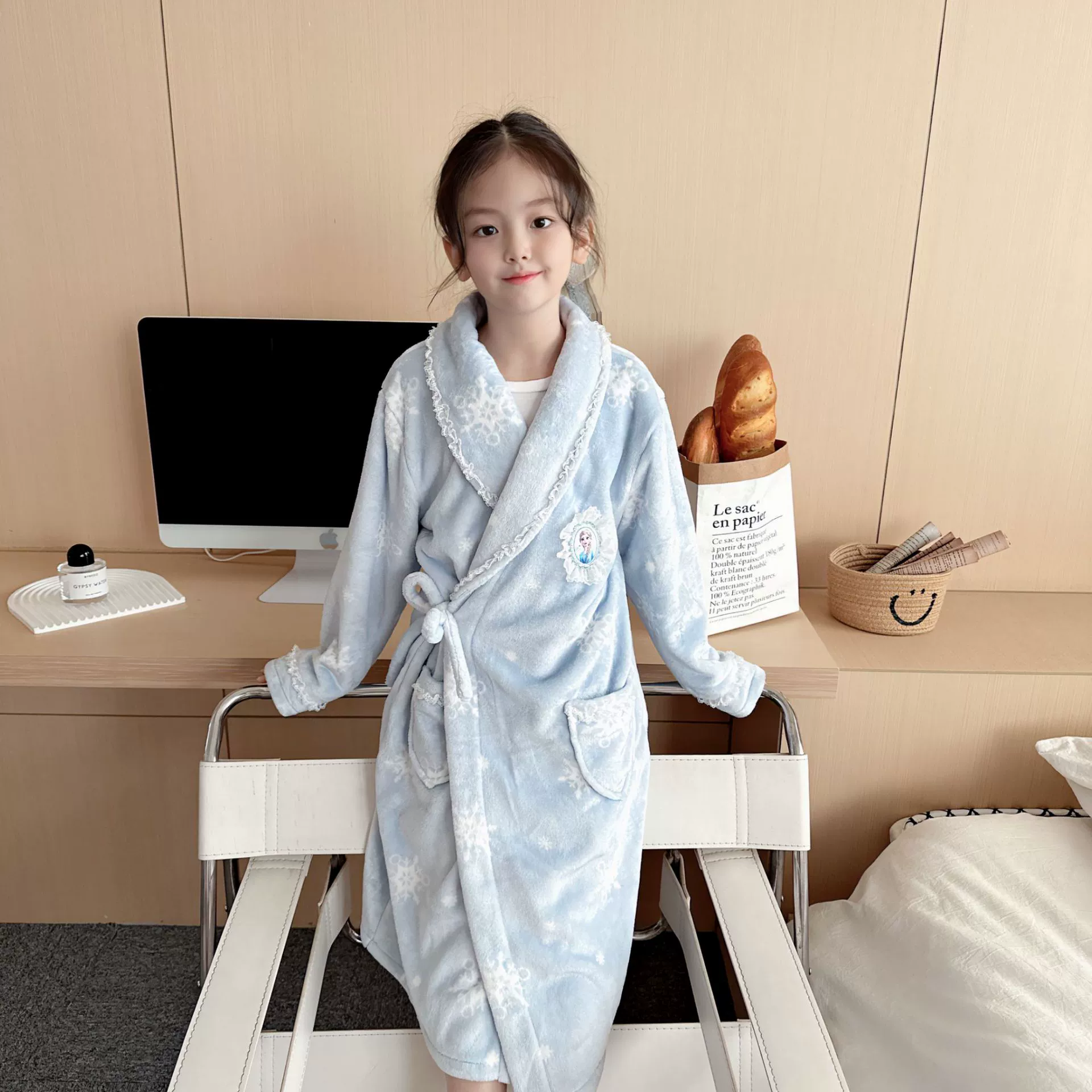 2023 Осенне-зимняя домашняя одежда для девочек Домашняя ночная рубашка принцессы Аиши Теплая утолщенная фланель Халат принцессы Аиши