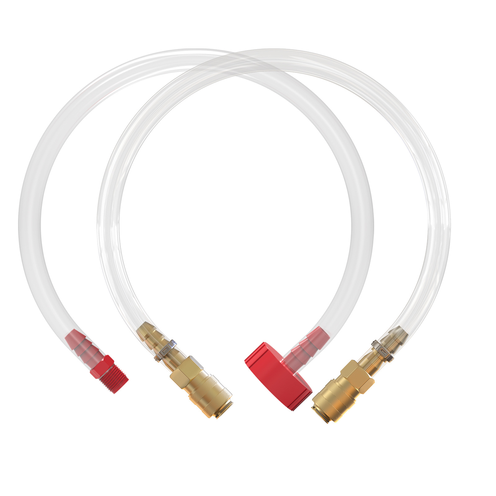 빨간색 플라스틱 연료 파이프 + 황동 오일 교환 파이프