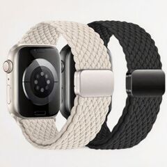 适用于苹果AppleWatch全系列运动时尚简约四点磁吸扣编织表带