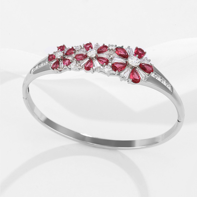 Xuping joyería aleación imitación piedra preciosa verde rojo artificial piedra preciosa pulsera femenina alto sentido en línea celebridad temperamento pulsera