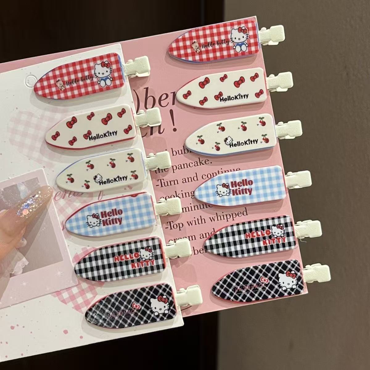 Sweet Cool Retro Grid Cat Hairpin sin rastros Clip lateral Clip dulce Clip de boca de pato Clip de cabello para niños toque de cabello